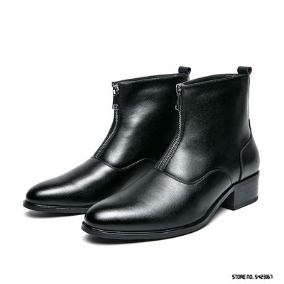 Nové pánske lakované kožené topánky na svadobné príležitosti, členkové čižmy Chelsea, zimné teplé, čierne