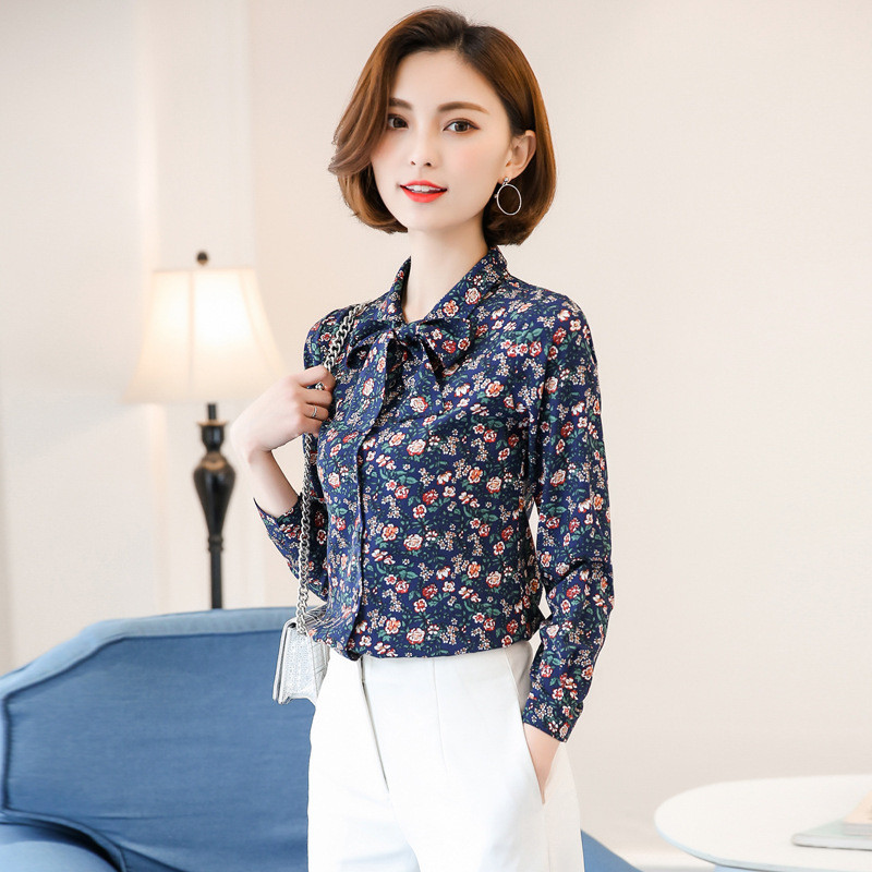Proljetna nova ženska košulja Ženska majica dugih rukava s remenom i mašnom od šifona Gornja uredska ženska modna radna odjeća H9026