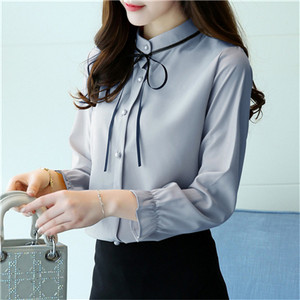 Γυναικεία λευκή μπλούζα από σιφόν Γυναικεία πουκάμισο με βάση φιόγκος φουσκωτό μανίκι γυναικεία λεπτά κομψά μπλουζάκια casual γυναικεία πουκάμισα εργασίας Blusas Feminina