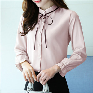 Γυναικεία λευκή μπλούζα από σιφόν Γυναικεία πουκάμισο με βάση φιόγκος φουσκωτό μανίκι γυναικεία λεπτά κομψά μπλουζάκια casual γυναικεία πουκάμισα εργασίας Blusas Feminina