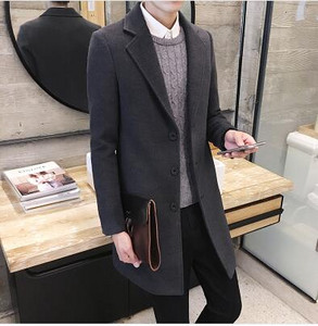 Zimska vunena duga jakna Muški modni uski trenč kaputi 10 opcija boja Gornji kaput Muška crno bijela kaki crvena vjetrovka