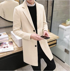 Zimska vunena duga jakna Muški modni uski trenč kaputi 10 opcija boja Gornji kaput Muška crno bijela kaki crvena vjetrovka