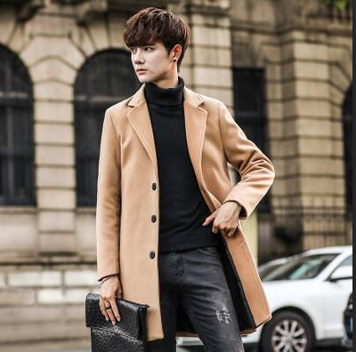 Zimska vunena duga jakna Muški modni uski trenč kaputi 10 opcija boja Gornji kaput Muška crno bijela kaki crvena vjetrovka