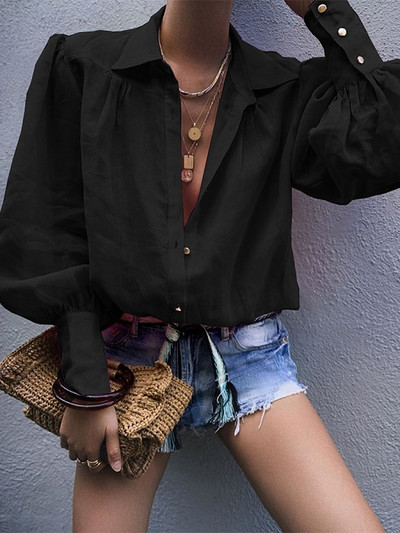 Bluză albă cu nasturi de epocă Cămăși Topuri și bluze pentru femei Îmbrăcăminte de stradă Haine cu mânecă lungă Topuri pentru femei de birou