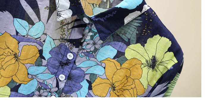 Κορεατική ανοιξιάτικη φθινοπωρινή γυναικεία μόδα με λουλουδάτο εμπριμέ μακρυμάνικο πουκάμισο μπλούζα από βαμβάκι, φθινοπωρινές casual γυναικείες μπλούζες