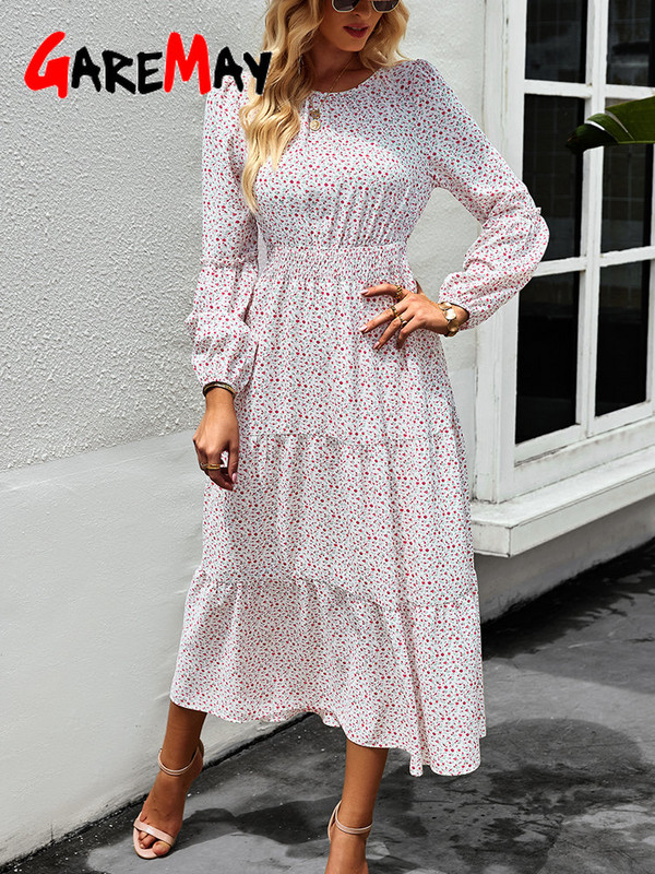 Proljetna zelena vintage haljina Ženske A-kroja Ženske haljine dugih rukava Midi široke ležerne elegantne haljine s O izrezom za žene 2023.