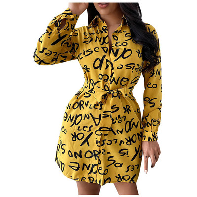 2021 Μόδα Φθινοπωρινοί Χιτώνες Ζώνη Σέξι Φόρεμα πουκάμισο για Γυναικεία Γυναικεία Γυναικεία Γυναικεία Φορέματα Γυναικεία Γυναικεία Φορέματα Γυναικεία Φορέα Γυναικεία Φορέματα με μακρυμάνικο γιακά