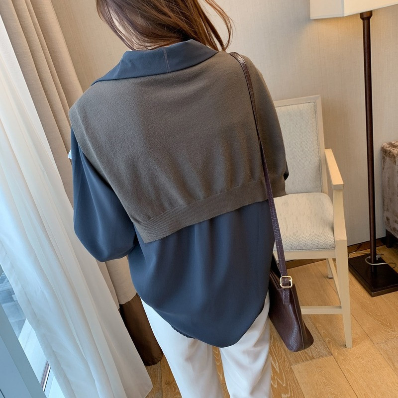 Κορεατική έκδοση Χαλαρή απλή μπλούζα με μακρυμάνικο πάτο νωρίς την άνοιξη Νέο μονόχρωμο πουκάμισο γυναικείο λευκό μπλουζάκι Blusas Mujer 13052