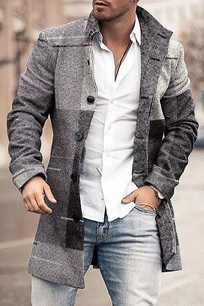 Madingi vyriški paltai Laisvalaikio ilgos viršutinės vyriškos storos vilnos šiltas paltas Atvartas pavasarinis rudeninis paltas plius dydis 5xl ilgas paltas