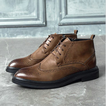 Мъжки модни ретро издълбани оксфордски бизнес официални обувки Челси Боти до глезена Обувки Обувки Мъжки обувки Къси ботуши 2020