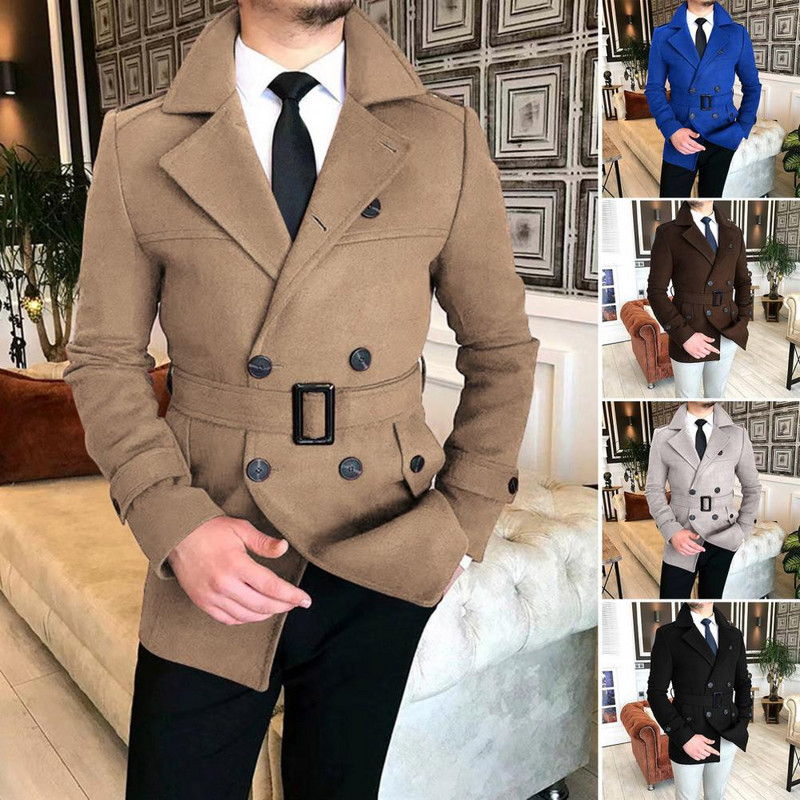Masculin populari Coldproof Buttons haină de lână lavabilă bărbați îmbrăcăminte exterioară mâneci lungi pentru exterior
