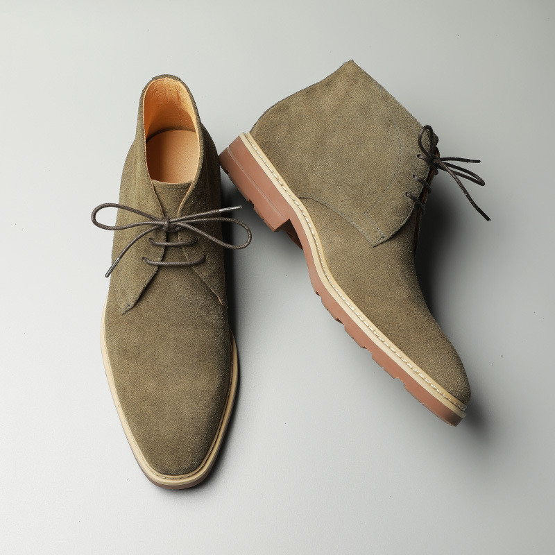 Cizme Chelsea de iarnă pentru bărbați, piele de căprioară autentică, cu platformă, brogue, ocazional, la gleznă, pantofi plat cu șireturi, rochie, cizme de marcă de designer