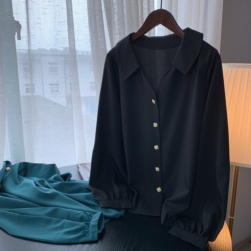 Ženska duga bluza Ženska zelena i crna košulja Uredske dame Elegantne košulje Ležerna bluza Moda Blusas Femininas