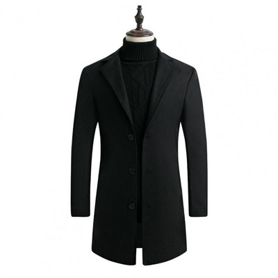 Trenci Slim Fit Warm Rezistent la vânt Trench subțire de culoare pură Trench pentru bărbați Îmbrăcăminte de stradă