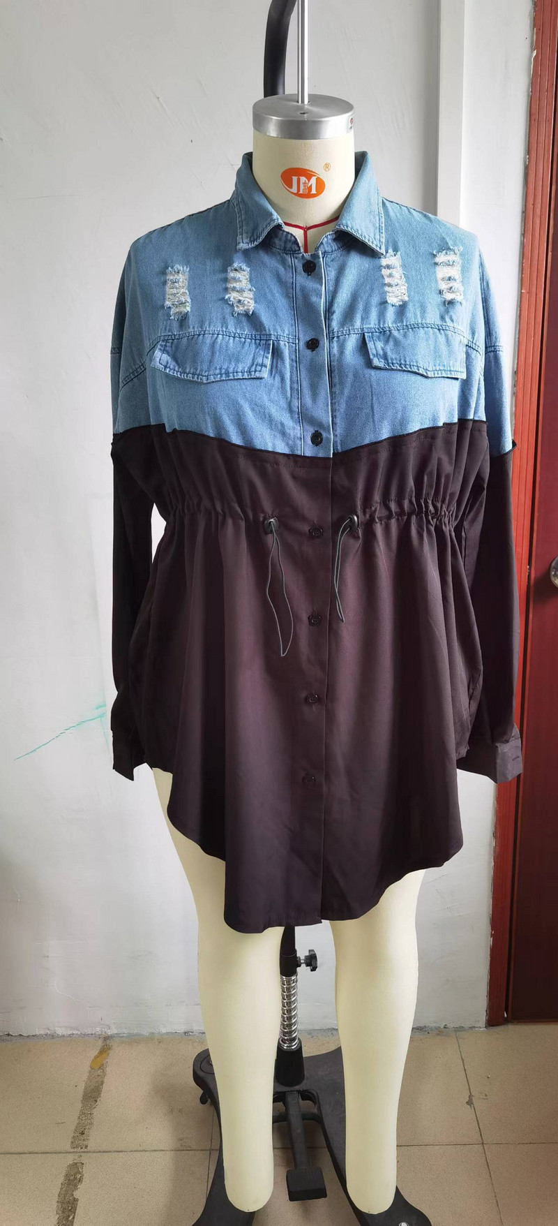 Ženske klupske večernje haljine velikih veličina Patchwork Denim Haljine s bluzama Lady Fashion Elegantna suknja Jesenska odjeća dugih rukava 2023. Y2K