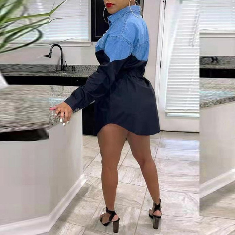 Ženske klupske večernje haljine velikih veličina Patchwork Denim Haljine s bluzama Lady Fashion Elegantna suknja Jesenska odjeća dugih rukava 2023. Y2K