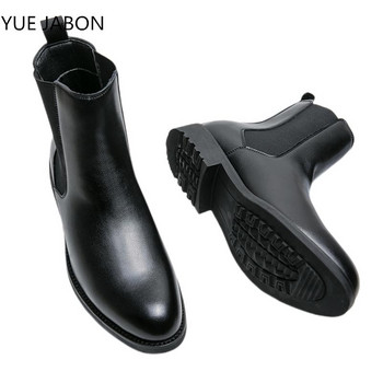 Черни нови ежедневни мъжки ботуши Chelsea Бизнес сватбени ръчно изработени официални обувки Размер 38-46 Ретро кожени каубойски мъжки боти до глезена