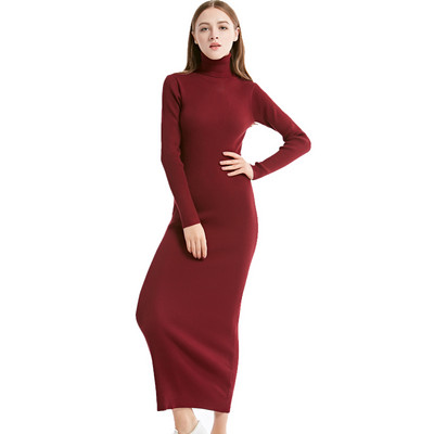 2023 New Fashion Women Sexy Party Dress Tricotat stil cu mâneci lungi cu gât rochie de iarnă Maxi rochie subțire îmbrăcăminte de lucru Rochie de birou Rochii