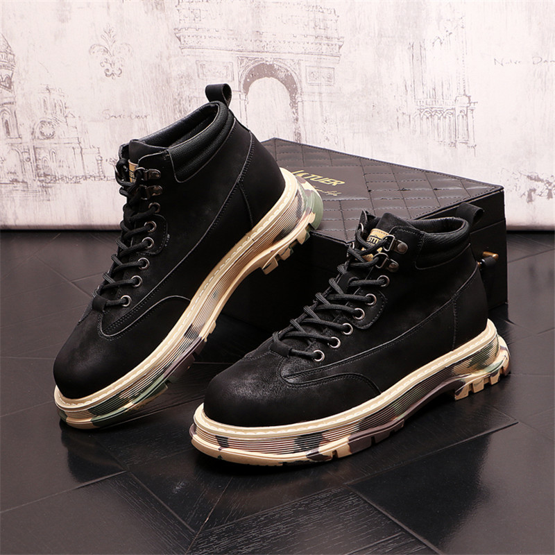 Cizme înalte Pantofi din piele pentru bărbați Cizme militare pentru motociclete la modă pentru bărbați Cizme de iarnă Pantofi pentru bărbați Botas cu șireturi