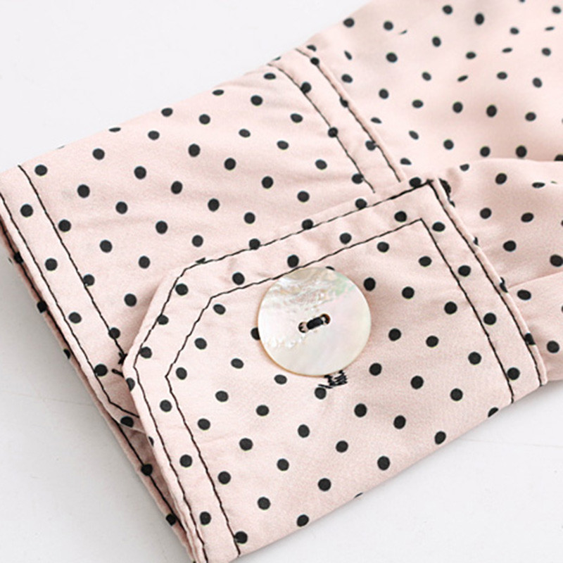 Bella Philosophy Vintage džepovi na točkice Nepravilni gornji dijelovi Ženske košulje Ovratnik na preklop Dugi rukavi Ženske bluze Ležerne bluze