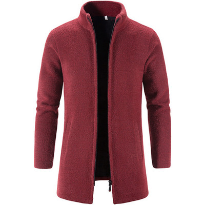 Cardigan nou pentru bărbați, toamnă și iarnă, pulover de lungime medie, cu pulover casual și haină de nurcă