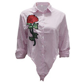 Tilapia vara noua bluza de dama in dungi stil plaja camasa scurta sexy, cu guler intors camasa fete