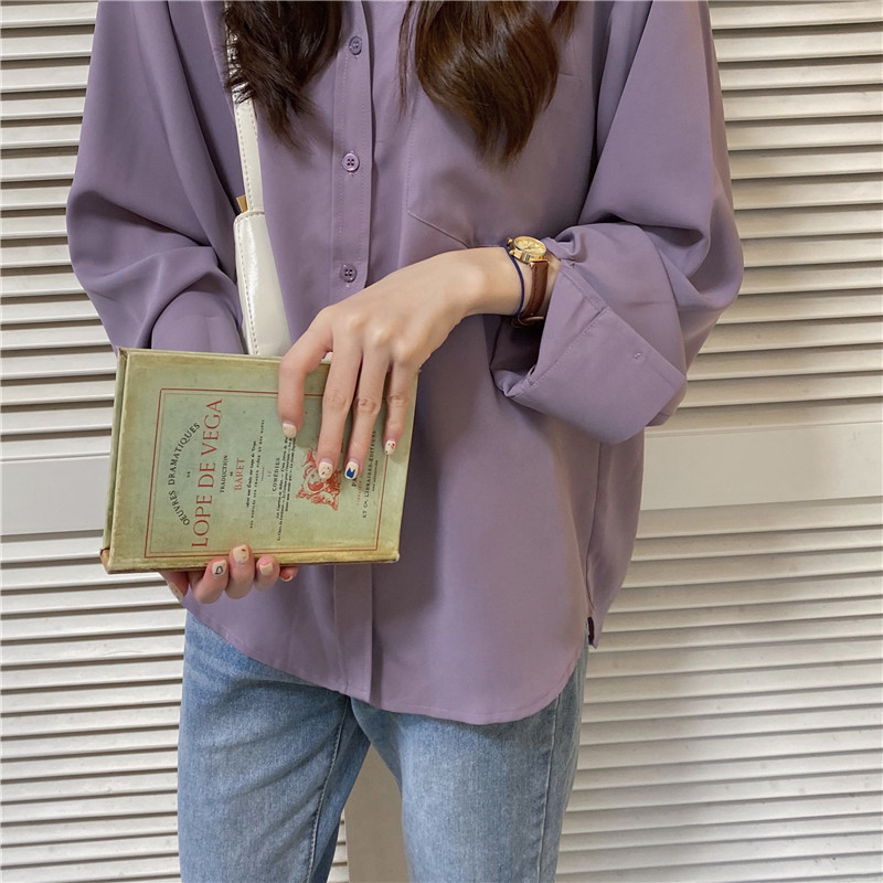 Κλασική μπλούζα σιφόν Γυναικεία φαρδιά μακρυμάνικα πουκάμισα casual γυναικεία μπλουζάκια απλού στυλ Ρούχα Μπλούζα με τσέπη 209