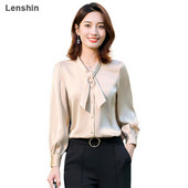 „Lenshin“ laisvi aukštos kokybės kaklaraištis marškinėliai, pralaidūs orui, minkšta apykakle, palaidinė, moteriška, laisvalaikio stiliaus moteriški viršutiniai drabužiai