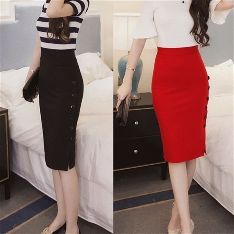 Μεγάλο μέγεθος Γυναικεία φούστα Midi Slim OL Φούστα με ανοιχτό σκίσιμο λεπτή Pencil φούστα Κομψές γυναικείες φούστες S-5XL