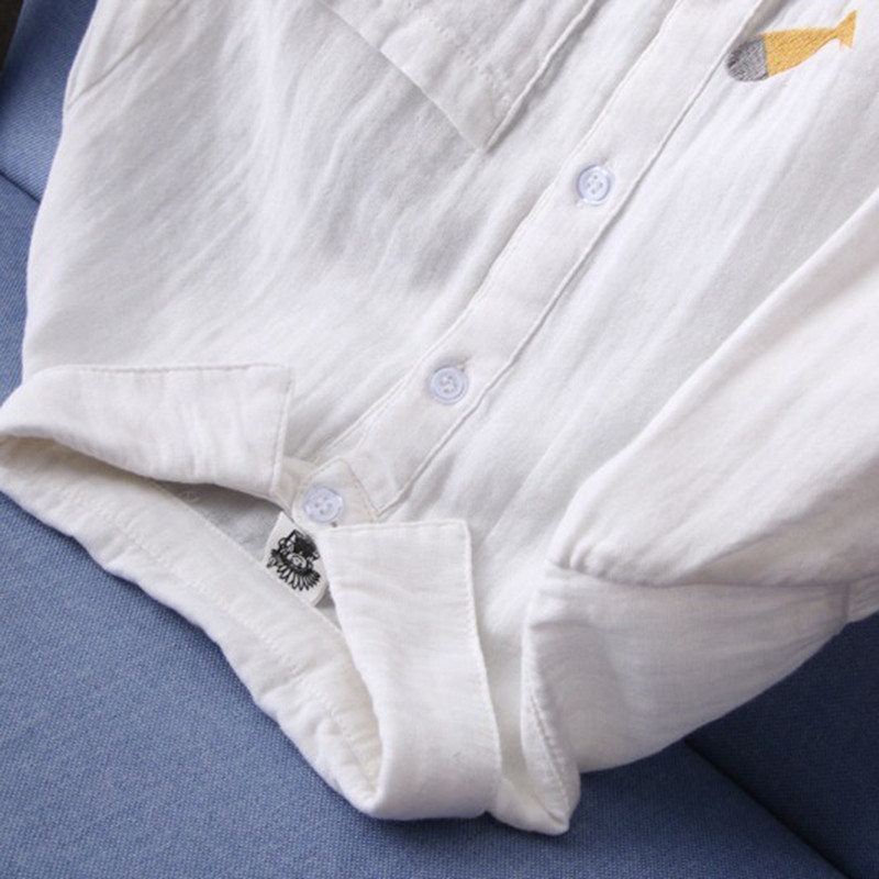 Pamučna ležerna košulja s otvorenim ovratnikom Ženske majice Proljeće Novi umjetnički stil Ženska bijela bluza dugih rukava s vezom 100 %