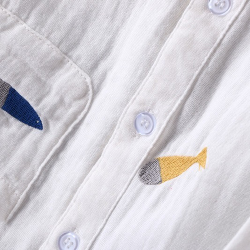 Pamučna ležerna košulja s otvorenim ovratnikom Ženske majice Proljeće Novi umjetnički stil Ženska bijela bluza dugih rukava s vezom 100 %