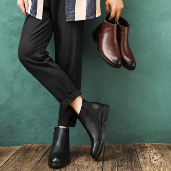 Мъжки къси ботуши Chelsea Мъжки тенденции Официални ежедневни обувки с висок връх Ретро ботуши в британски стил с цип