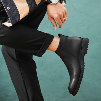 Мъжки къси ботуши Chelsea Мъжки тенденции Официални ежедневни обувки с висок връх Ретро ботуши в британски стил с цип