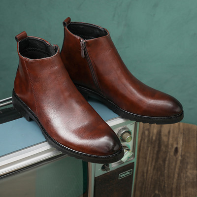 Ανδρικές κοντές μπότες Chelsea Ανδρικά μοντέρνα επίσημα παπούτσια με ψηλό τοπ βρετανικό στυλ Ρετρό μπότες με φερμουάρ