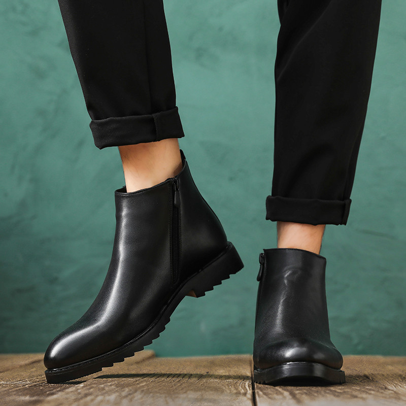 Ανδρικές κοντές μπότες Chelsea Ανδρικά μοντέρνα επίσημα παπούτσια με ψηλό τοπ βρετανικό στυλ Ρετρό μπότες με φερμουάρ