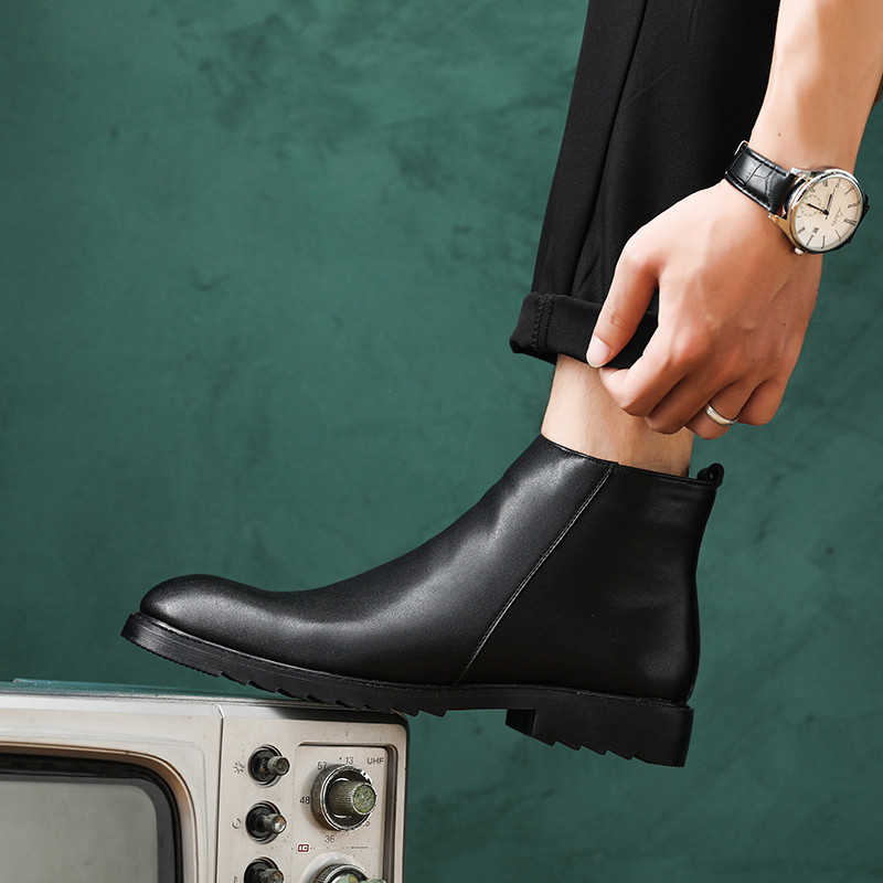 Ανδρικές κοντές μπότες Chelsea Ανδρικά μοντέρνα επίσημα παπούτσια με ψηλό τοπ βρετανικό στυλ Ρετρό μπότες με φερμουάρ