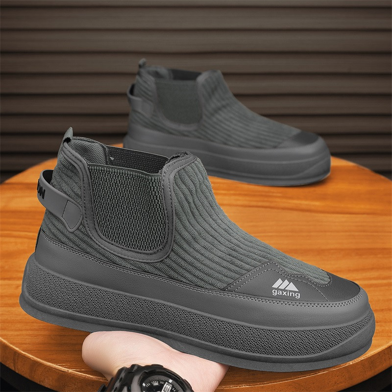 Cizme chelsea Pantofi pentru bărbați Moda glezne cizme cu talpă groasă Cizme pentru bărbați în aer liber din velur Pantofi casual kaki Cizme scurte pentru bărbați Pantofi