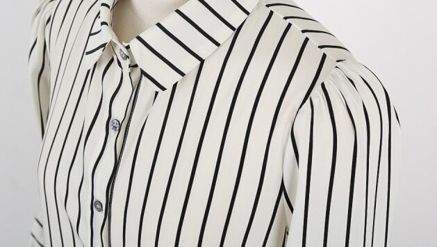 Cămăși de birou pentru doamne de birou Îmbrăcăminte de lucru cu mâneci lungi alb-negru Blusa Feminina S-3XL Bluză din șifon cu dungi de mărime mare