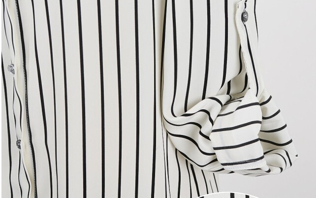 Cămăși de birou pentru doamne de birou Îmbrăcăminte de lucru cu mâneci lungi alb-negru Blusa Feminina S-3XL Bluză din șifon cu dungi de mărime mare