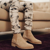 Cizme chelsea din pentru iubitori, piele de căprioară de vacă, femei bărbați, cu vârf rotund, cizme scurte pentru afaceri, mărimea 35-46, cizme din piele la gleznă