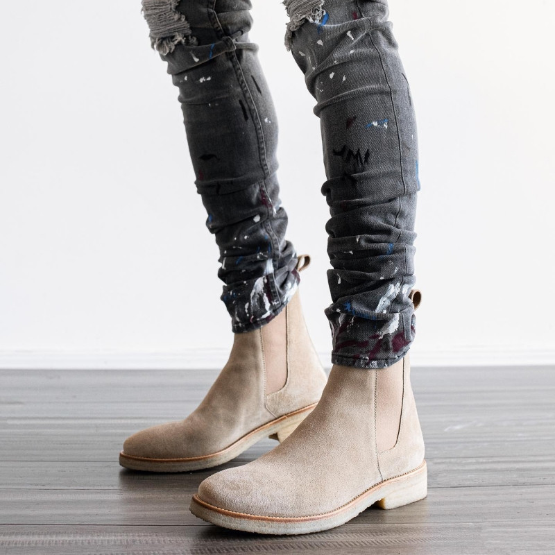 Cizme chelsea din pentru iubitori, piele de căprioară de vacă, femei bărbați, cu vârf rotund, cizme scurte pentru afaceri, mărimea 35-46, cizme din piele la gleznă