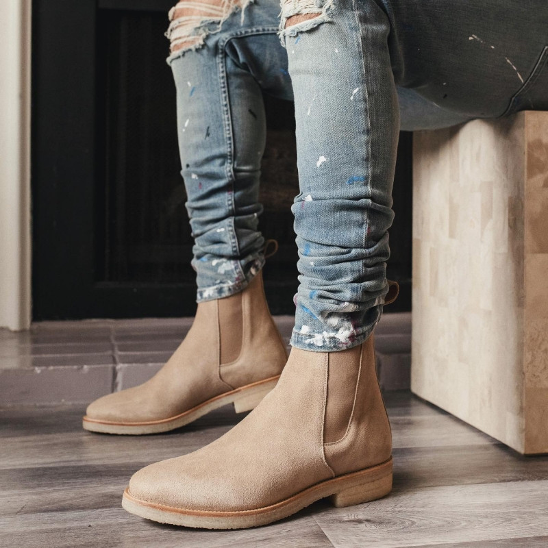 Cizme chelsea din pentru iubitori, piele de căprioară de vacă, femei bărbați, cu vârf rotund, cizme scurte pentru afaceri, mărimea 35-46, cizme din piele la gleznă