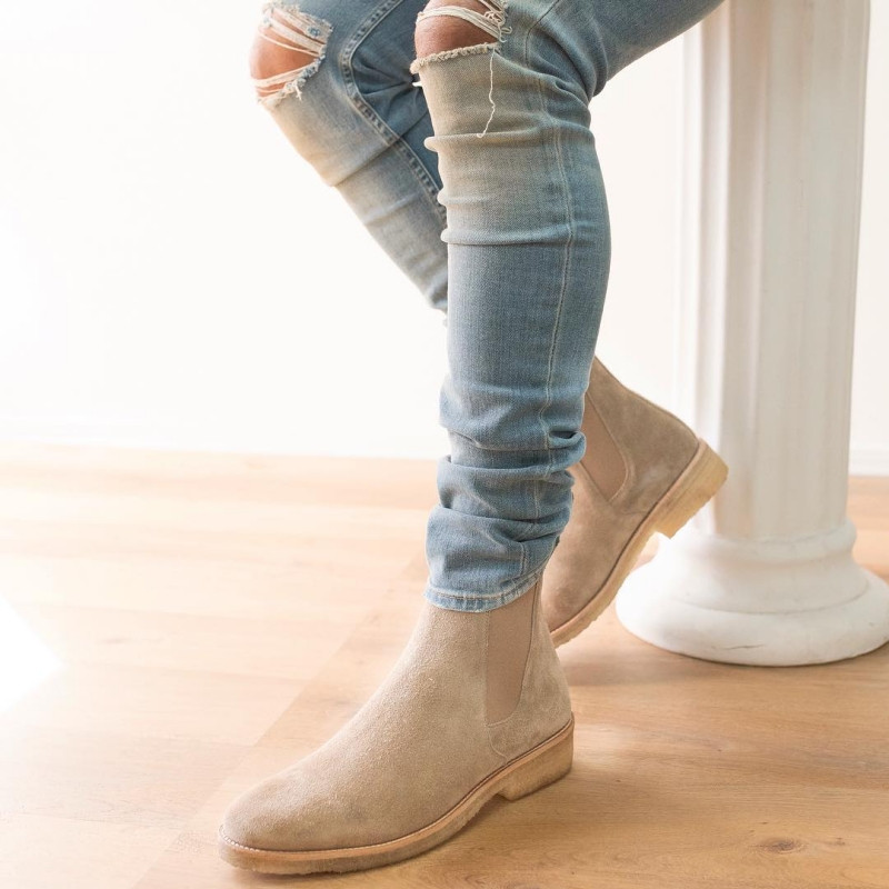 Cizme chelsea din pentru iubitori, piele de căprioară de vacă, femei bărbați, cu vârf rotund, cizme scurte pentru afaceri, mărimea 35-46, cizme din piele la gleznă