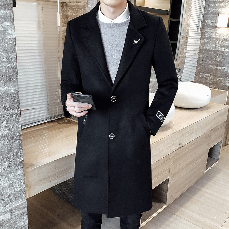 2023, primăvară toamnă, lungă, culoare solidă, pentru bărbați noi, haină de lână S Plus Size 5XL, jachetă pentru bărbați, subțire, la modă