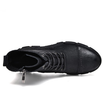 обувки 35-47 Оксфорд есен/зима Италиански мъжки мотоциклетни бойни ботуши Chelsea черна кожа термо памук