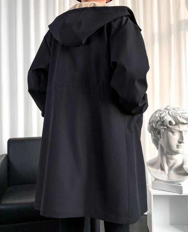 Muški trenčkot odgovarajuće boje Streetwear Duga jakna Muška vjetrovka Kaput s kapuljačom