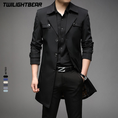 Új Férfi Trench Coat 8XL Plus Size Windbreak Solid Business Alkalmi dzseki Férfi Ruházat Szélkabát Oversized Trench Homme BF8907