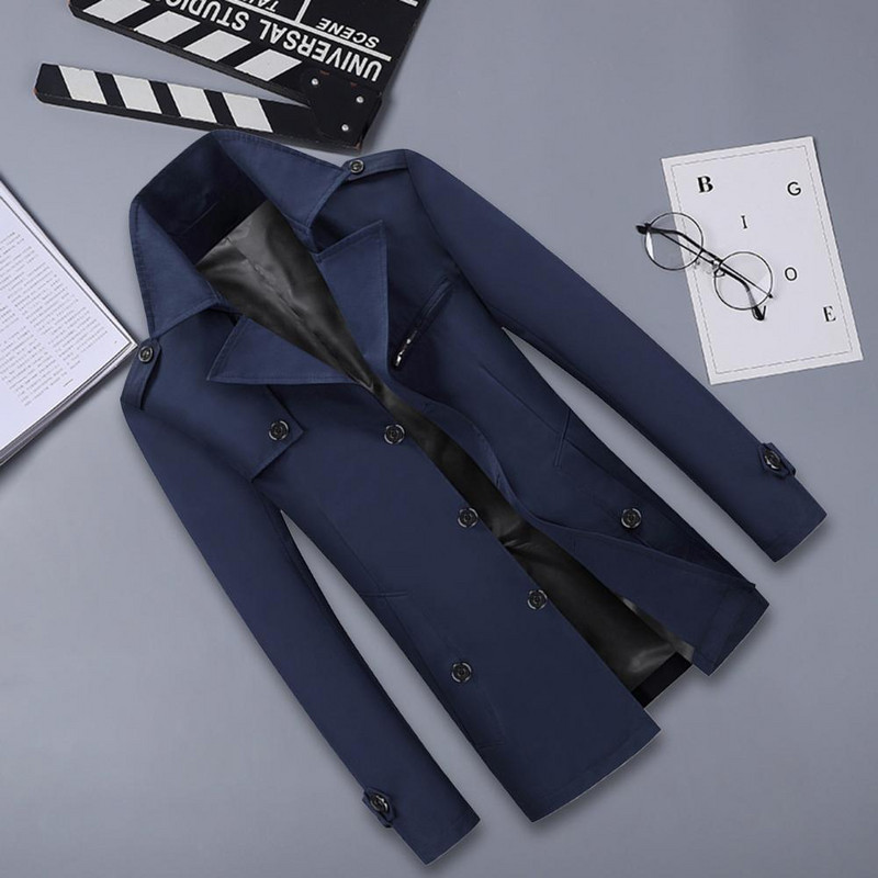 Κομψό παλτό τζάκετ Ζεστό χειμωνιάτικο τσέπες αντιανεμικό φθινοπωρινό παλτό μεσαίου μήκους ανδρικό αντιανεμικό αντιψυκτικό