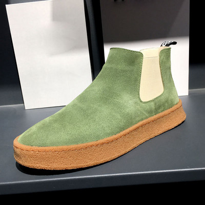 Pánske športové tenisky Chelsea Skate Warm Flats s gumenou podrážkou, športové nazúvacie topánky, zimné jesenné tenisky s plyšovým semišovým vysokým topom