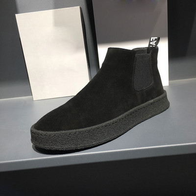 Pánske športové tenisky Chelsea Skate Warm Flats s gumenou podrážkou, športové nazúvacie topánky, zimné jesenné tenisky s plyšovým semišovým vysokým topom